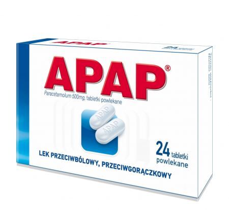 Apap, 500 mg, tabletki powlekane, 24 szt.