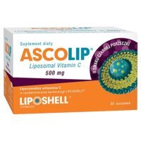 Ascolip Liposomal Vitamin C, 500 mg, smak czarnej porzeczki, żel, 30 szt. x 5 g