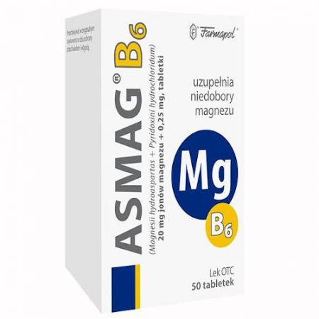 Asmag B 20 mg + 0,25 mg, tabletki, 50 szt.