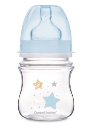 Canpol Babies, butelka szeroka antykolkowa, 0 m+, 120 ml, niebieska