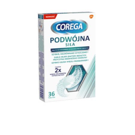 Corega Podwójna siła tabletki do czyszczenia protez zębowych, 36 szt.