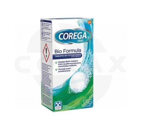 Corega Tabs Bio Formula, tabletki czyszczące do protez zębówych, 136 szt.