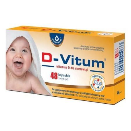 D-Vitum dla niemowląt 400 j.m. Oleofarm 48 kapsułek twist-off