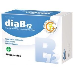 DiaB12, witamina B12 100 µg + kwas foliowy 200 µg, 30 kapsułek