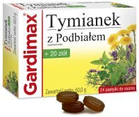 Gardimax, Tymianek z Podbiałem + 20 ziół, pastylki do ssania, 24 szt.