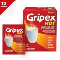 Gripex Hot Max 1000 mg + 100 mg + 12,2 mg, proszek do sporządzania roztworu doustnego, 12 saszetek