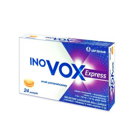 Inovox Express o smaku pomarańczowym 24 pastylek do ssania