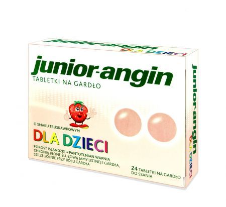 Juniorangin na gardło dla dzieci truskawowe 24 tabletki