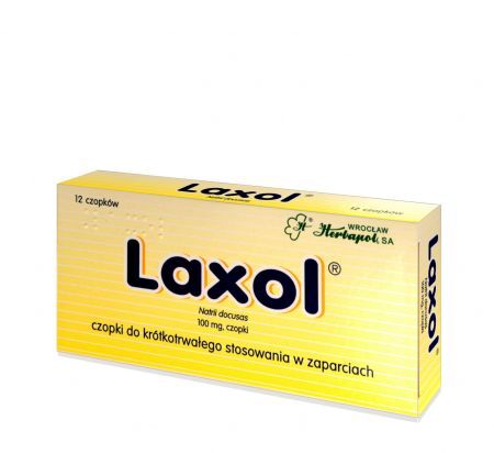 Laxol 100 mg 12 czopków doodbytniczych