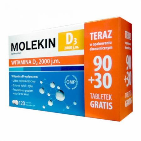 Molekin D3 2000 j.m., tabletki, 90 szt. + 30 szt. GRATIS