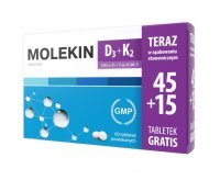 Molekin D3 + K2, tabletki powlekane, 45 szt. + 15 szt. GRATIS