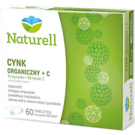 Naturell, Cynk Organiczny + C, tabletki do ssania, 60 szt.