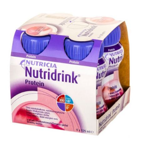 Nutridrink Protein, smak truskawkowy, 4 x 125 ml