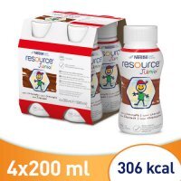 Resource Junior Płyn, smak czekoladowy, 4 x 200 ml