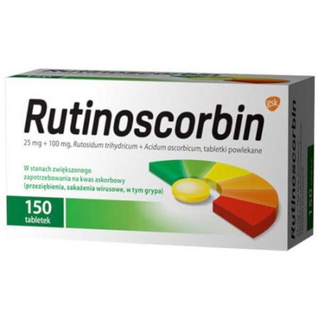 Rutinoscorbin 25 mg + 100 mg, 150 tabletek powlekanych