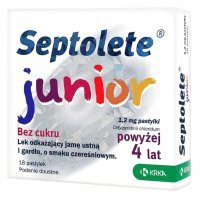 Septolete Junior, 1,2 mg, dla dzieci powyżej 4 lat, smak czereśniowy, pastylki do ssania, 18 szt.