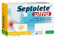 Septolete Ultra, 3 mg+1 mg, smak cytryny i miodu, pastylki twarde, 16 szt.