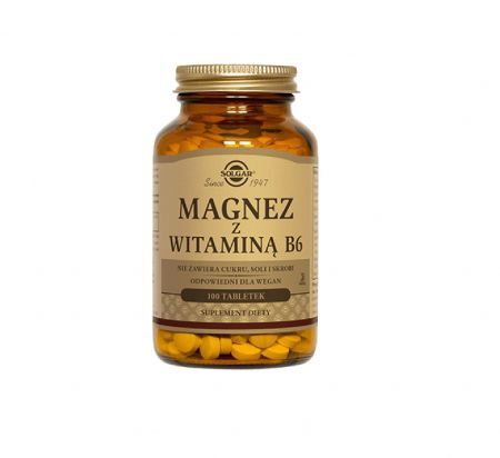 Solgar, magnez z witaminą B6, tabletki, 100 szt.