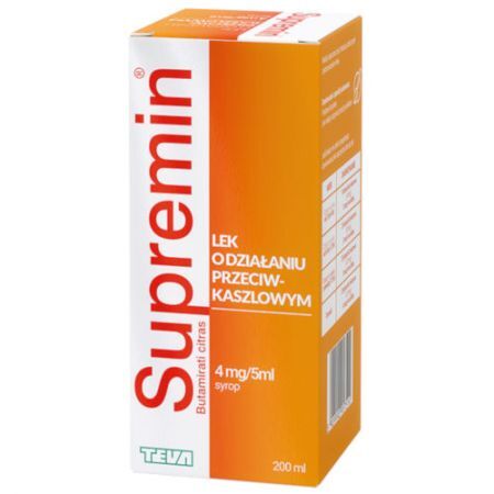 Supremin 4 mg/ 5 ml, syrop o działaniu przeciwkaszlowym, 200 ml