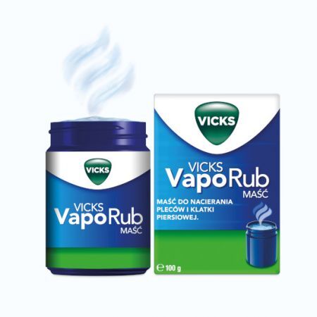 Vicks VapoRub, maść na objawy przeziębienia dla dzieci i dorosłych i grypy, 100 g